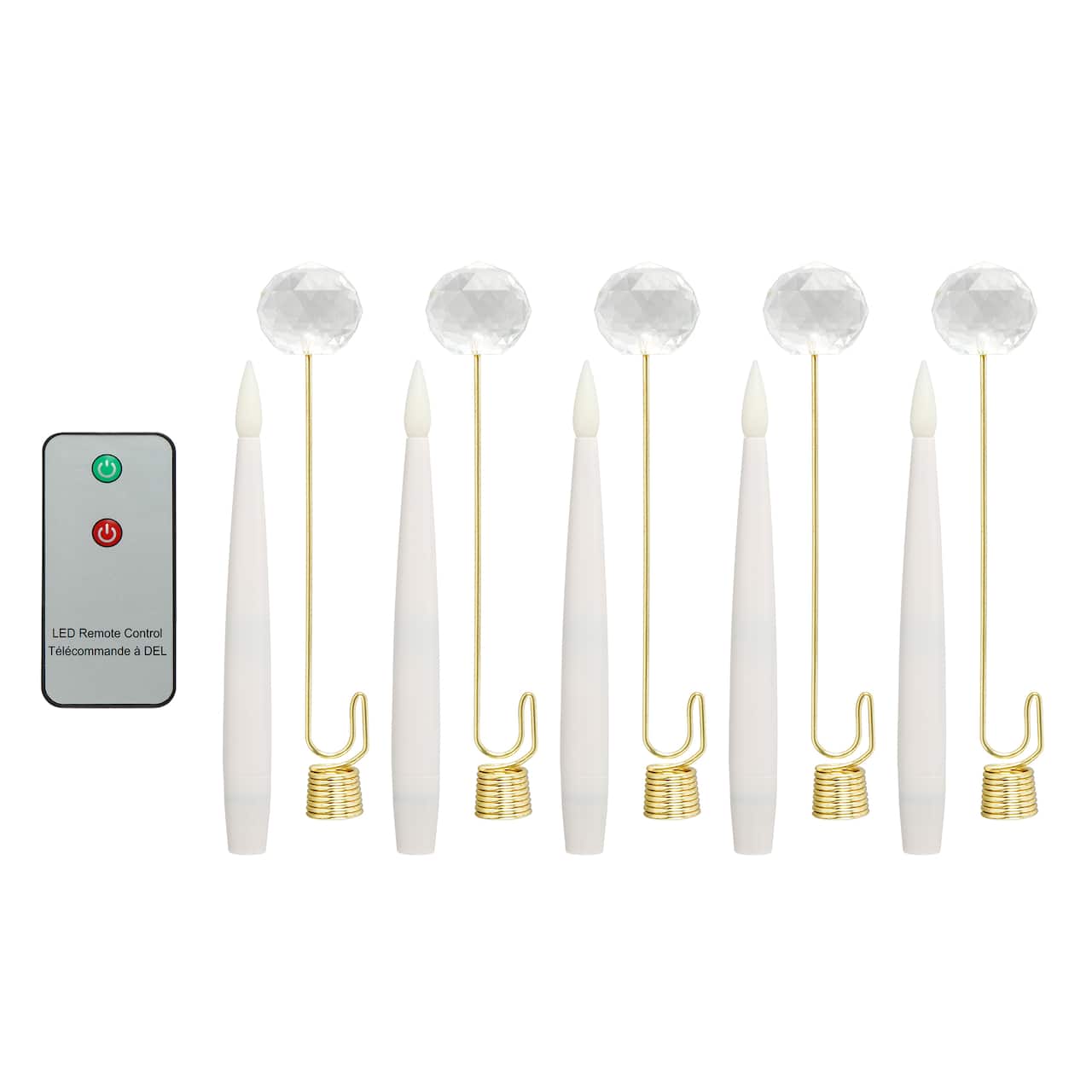 5ct. Warm White LED Crystal Drop Lighted Flickering Candles with Remote by Ashland®